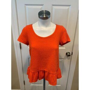 Postmark Anthropologie Cascata Orange Ruffle Textured Top, Size XS